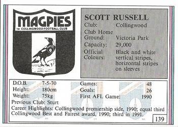1992 AFL Regina #139 Scott Russell Back